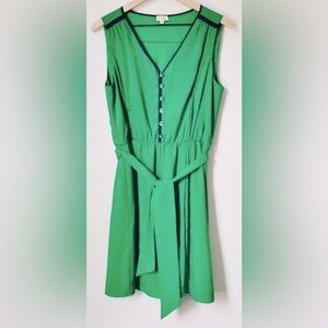Daniel Cremieux Emerald Green &Navy Blue Fit & Flare Dress Size Large sleeveless